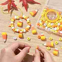 Наборы для самостоятельного изготовления подвесок в виде бочкообразных пластиковых бусин и кукурузы из смолы&nbsp;DIY-YW0011-81