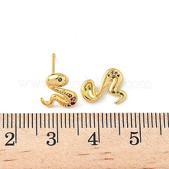 Серьги-гвоздики из латуни с микропаве из кубического циркония&nbsp;EJEW-D318-11G