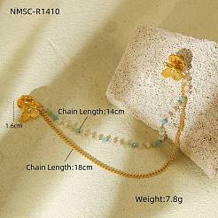 Брошь-цепочка в виде бабочки из нержавеющей стали 304 с прозрачными кубическими цирконами и окрашенными цветными камнями JEWB-S021-07G