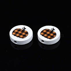 Бусины из натурального дерева с принтом осенней тематики WOOD-T021-87