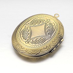 Резные сеттинги покрытие латунь медальон кулон кабошон овал стойки KK-N0096-13AB-FF