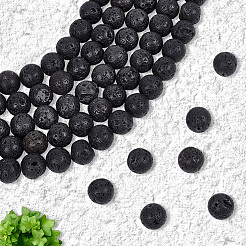 5 нити натуральных круглых бусин из лавового камня G-LT0001-02A-02