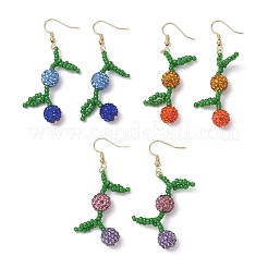 Серьги-подвески в виде диско-шариков с фруктами и паве EJEW-TA00632