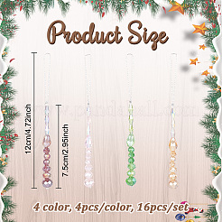 16 шт. 4-х цветные прозрачные стеклянные бусины подвески decroationg&nbsp;HJEW-PH02199