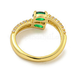 Овальные кольца-манжеты из латуни с микро-паве и кубическим цирконием для женщин&nbsp;RJEW-F162-06G-02