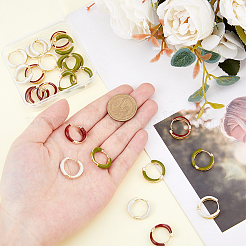 12 пара двухцветных эмалевых серег-колец Huggie Hoop для женщин EJEW-DC0001-35