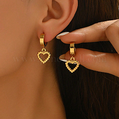 Элегантные полые серьги-кольца из нержавеющей стали в форме сердца HL4677