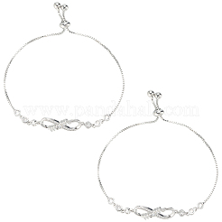 2шт. латунные браслеты-слайдеры с микропаве из кубического циркония BJEW-BBC0001-10