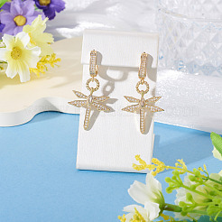 1 пара элегантных серег-колец в форме стрекозы из латуни с прозрачным кубическим цирконием&nbsp;EJEW-TA0008-62