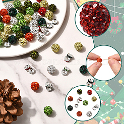 Рождественская тема 84 шт. 7 цвета ручной работы из полимерной глины со стразами круглые бусины RB-PA0001-06