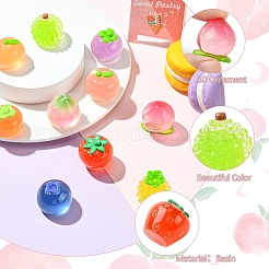 10 шт. 10 стиля фруктовых прозрачных смоляных кабошонов&nbsp;RESI-CJ0004-83