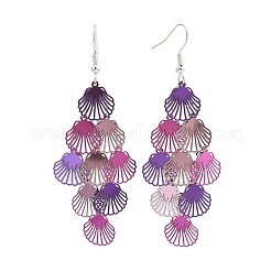 Серьги-подвески в форме ракушки из нержавеющей стали 430 EJEW-A137-03P-03