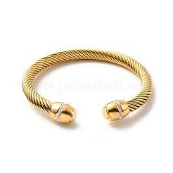 Ионное покрытие (ip) 304 нержавеющая сталь витая веревка открытый браслет-манжета BJEW-P283-15G