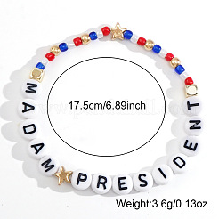 Пластиковые браслеты из бусин с надписью «Мадам президент»&nbsp;GS9049