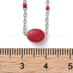 Ожерелья из нержавеющей стали 304 с красной эмалью и цепочкой из кабеля NJEW-A045-08P