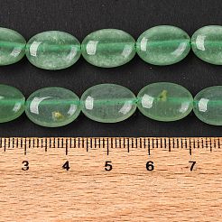 Естественный зеленый авантюрин плоские овальные пряди шарик G-M206-22