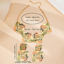 Комплекты из сплава серег и ожерелий с квадратной спиралью для женщин&nbsp;FS-WG25753-01