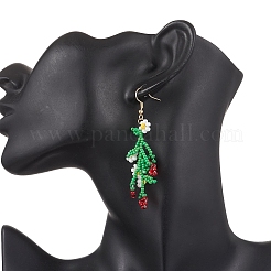 Серьги-подвески из стеклянных бусин с цветами и фруктами EJEW-MZ00533-02
