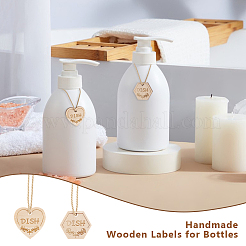 24 шт. 2 стиля сердце/шестиугольник с надписью блюдо из дерева подвесные украшения&nbsp;HJEW-GA00006