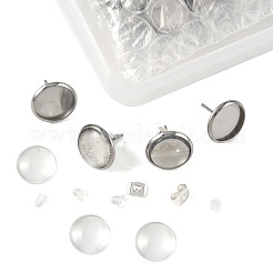 Наборы для изготовления плоских круглых сережек-гвоздиков своими руками DIY-FS0009-21