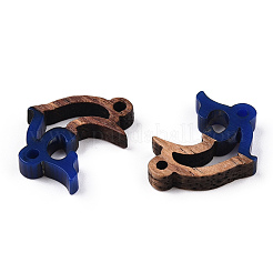 Подвески-соединители из непрозрачной смолы и орехового дерева&nbsp;RESI-N039-46B