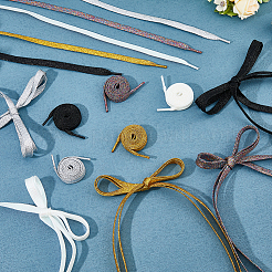 10 пара двухцветных блестящих светоотражающих пластиковых шнурков AJEW-DC0001-44