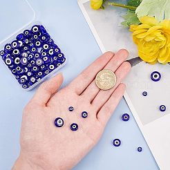 Ручной сглаза Lampwork плоские круглые бусины&nbsp;LAMP-NB0001-16