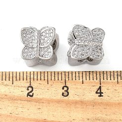 Бабочка латунь микро проложить кубического циркония европейских бусы KK-C086-16P-03