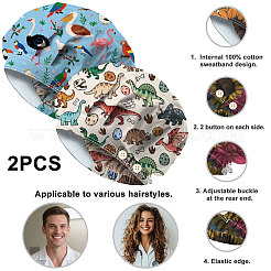 2 шт. 2 стиля хлопковые регулируемые набивные шапки с принтом рабочие кепки для женщин и мужчин&nbsp;AJEW-DR0002-48