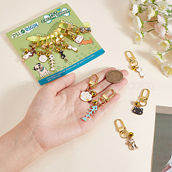 12 шт. сплав эмали кошка/рыбная кость/лапа кулон украшения HJEW-PH01646