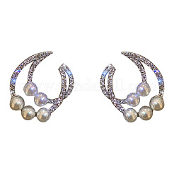 Серьги-гвоздики из лунного сплава с кристаллами и стразами&nbsp;FS-WG6950B-01