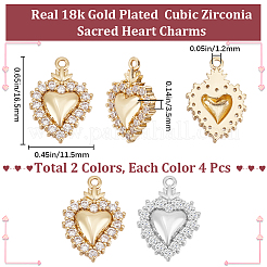 8 шт. подвески из латуни с микропаве KK-BBC0009-69