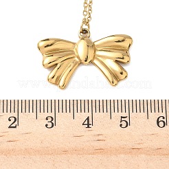 Двухслойные ожерелья из нержавеющей стали 304 с красной и зеленой эмалью в виде вишневого банта для женщин NJEW-B129-01G