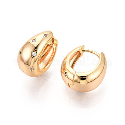 Серьги-кольца в форме капли с микропаве из прозрачных кубических цирконий из латуни EJEW-T048-26G