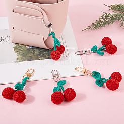 4 шт. 2 цвета вишневой шерсти вязаные подвески украшения HJEW-CP0001-19