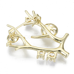 Брошь из латуни с прозрачным кубическим цирконием KK-N232-82-NF