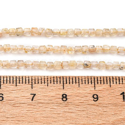 Нити бусин из натурального золота с рутилированным кварцем G-B142-C03-2x2mm-1