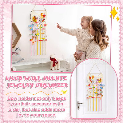 1шт деревянный настенный органайзер для украшений в форме арки/кошки DIY-PH0022-99B-1