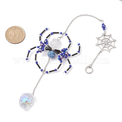 Подвесные украшения из стеклянных бусин в виде паука HJEW-TA00172-03-1