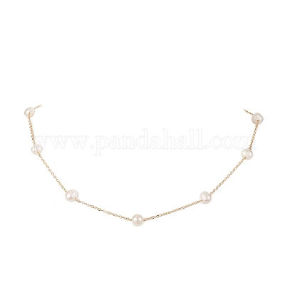 Колье-цепочка из натурального жемчуга и бисера NJEW-JN04345-1