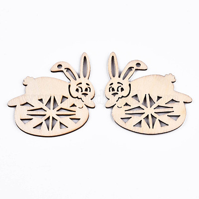 Неокрашенные натуральные деревянные большие подвески WOOD-S058-013-1