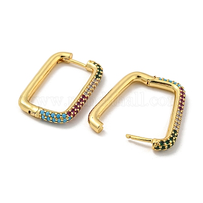 Серьги-кольца из латуни с микро-паве из фианита EJEW-L240-C-G-1