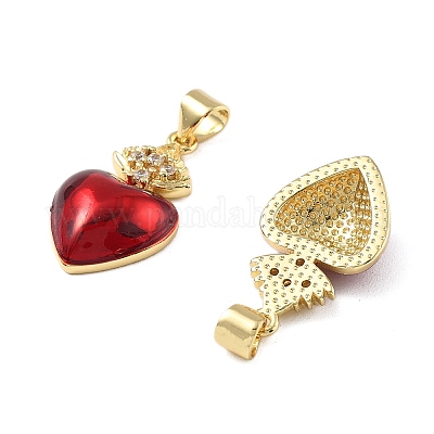 Латунные микропаве прозрачные подвески с фианитом KK-R229-05G-1