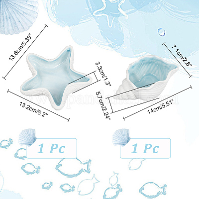 2 шт. 2-х стильная керамическая тарелка для украшений на морскую тематику AJEW-NB0005-67-1
