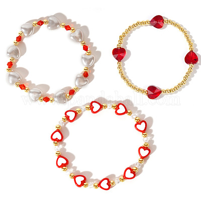 3 шт. набор из 3 браслетов в стиле бохо с сердечками PJ3086-1-1