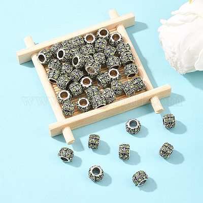 Старинное серебро покрытием горный хрусталь сплава большое отверстие шарики европейца&nbsp;MPDL-R041-02D-1