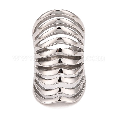 Массивное полое кольцо из нержавеющей стали 304 для женщин RJEW-B040-12B-P-1