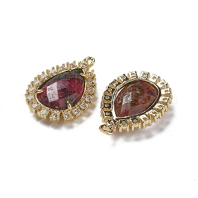 Подвески из натурального родонита с огранкой в форме капли G-I375-01G-09-1