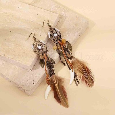 Комплекты из колье-чокера и серег-подвесок из плетеного сплава FS-WG5BA14-01-1