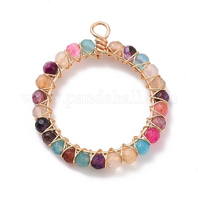 Подвески из медной проволоки с натуральным драгоценным камнем PALLOY-JF01934-1